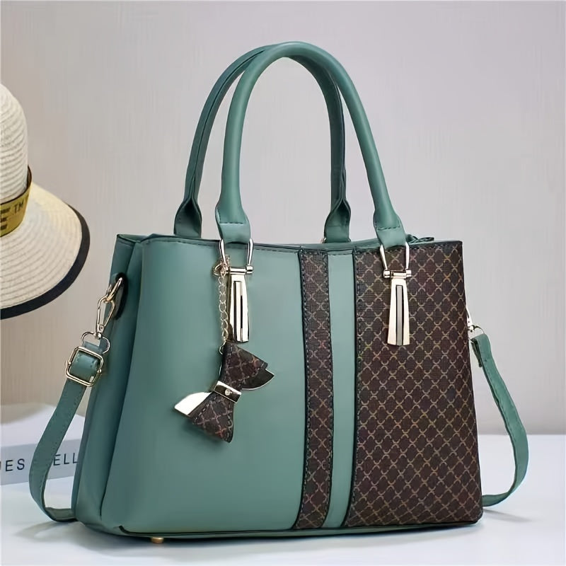 Chic Women's Tote Bag with Large Capacity - Fashionable Plaid Design, Triple-Layer Pockets, Zip Closure - Available in Khaki, Green, Black