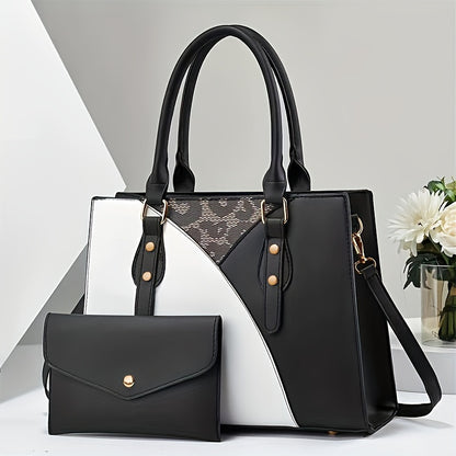 Women's 2pcs/set Versatile Large Capacity  Handbag With Clutch Bag