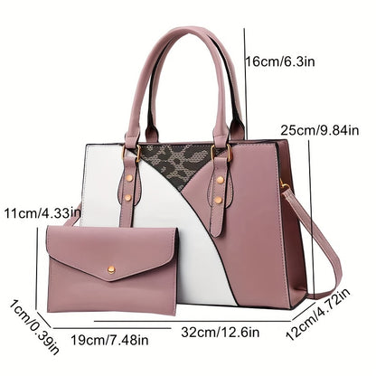 Women's 2pcs/set Versatile Large Capacity  Handbag With Clutch Bag