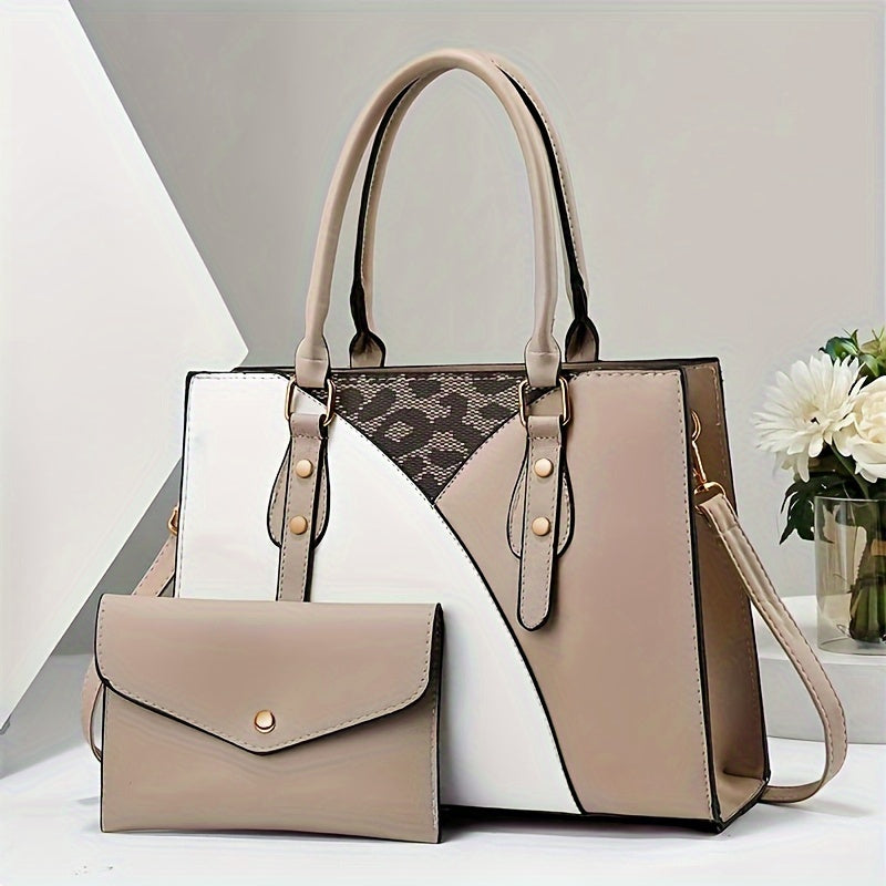 Women's 2pcs/set Versatile Large Capacity  Handbag With Clutch Bag