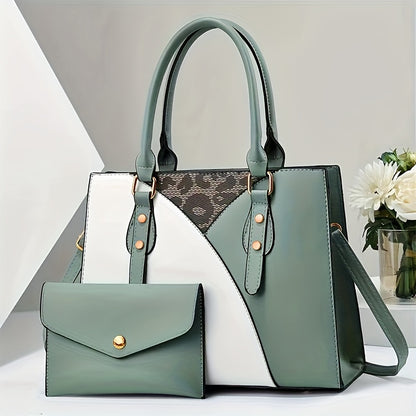 Women's 2pcs/set Versatile Large Capacity  Handbag With Clutch Bag