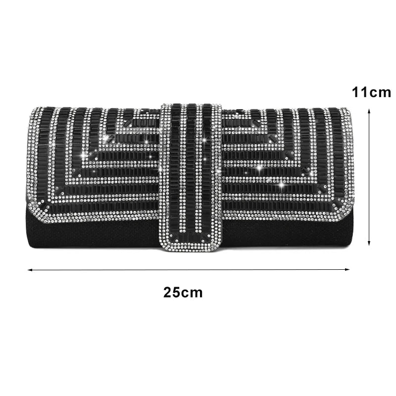 Black Clutch Purse and Handbag with Rhinestone Women's Party Evening Bag Luxury Clutch