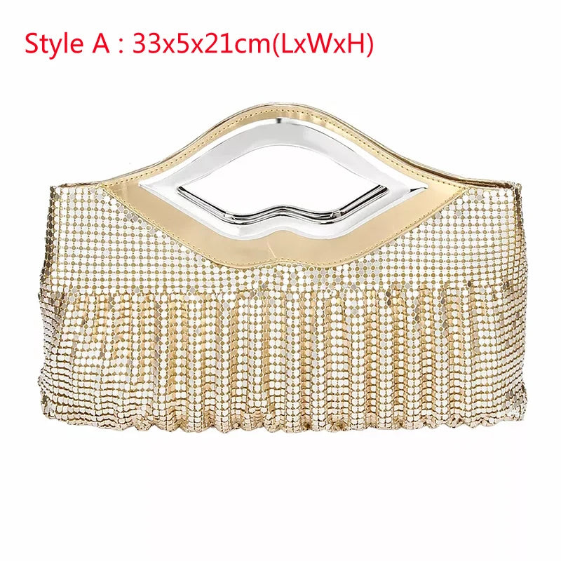 Women Luxury Sequins Evening Clutch Full Rhinestones Chain Purse  Black , Silver , Gold