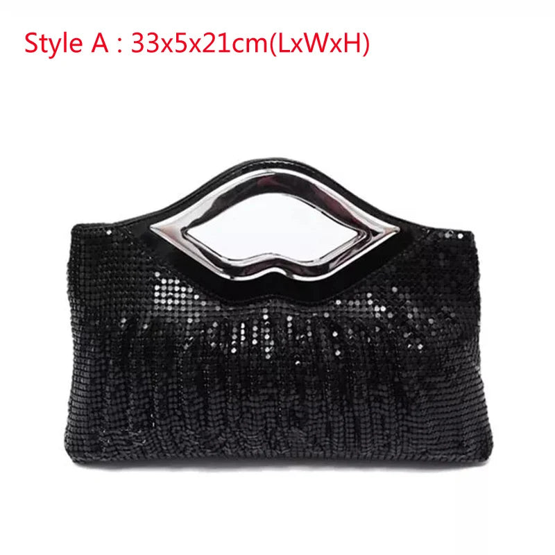 Women Luxury Sequins Evening Clutch Full Rhinestones Chain Purse  Black , Silver , Gold