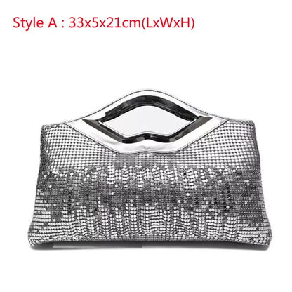 Women Luxury Sequins Evening Clutch Full Rhinestones Chain Purse  Black , Silver , Gold