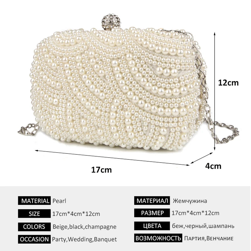 Women Pearl Clutch Bag Purse Evening Bags for Events