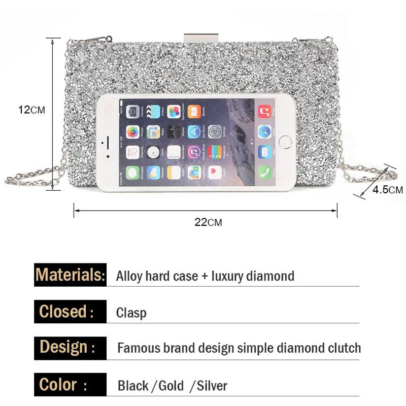 Women Evening Clutch Bag Diamond Sequin Clutch