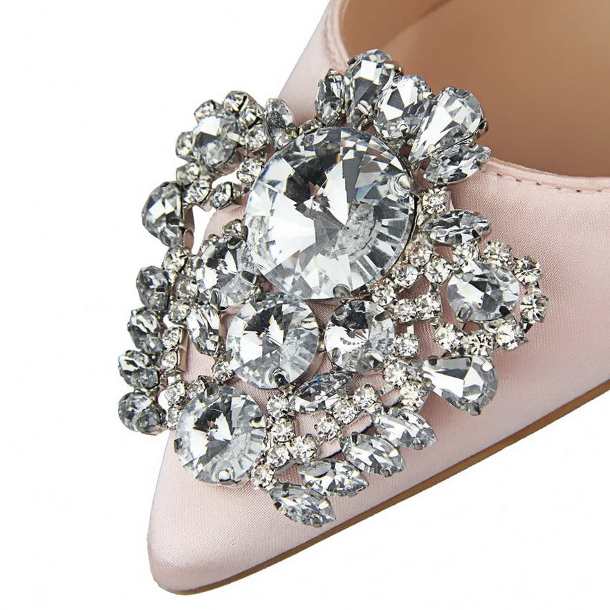 Woman High Heels  Metal Rhinestones  Shoes  Thin Heels