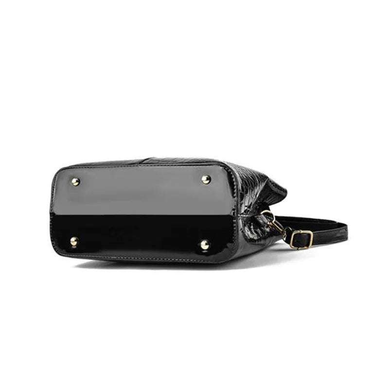 Ladies PU Leather Patent Leather Shoulder Crossbody Bag ,Women Fashion Large Capacity Tote Shape