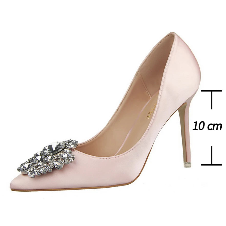 Woman High Heels  Metal Rhinestones  Shoes  Thin Heels