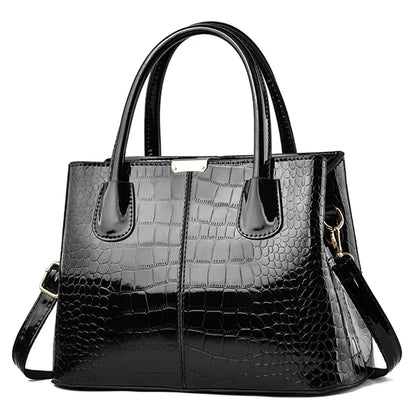 Ladies PU Leather Patent Leather Shoulder Crossbody Bag ,Women Fashion Large Capacity Tote Shape