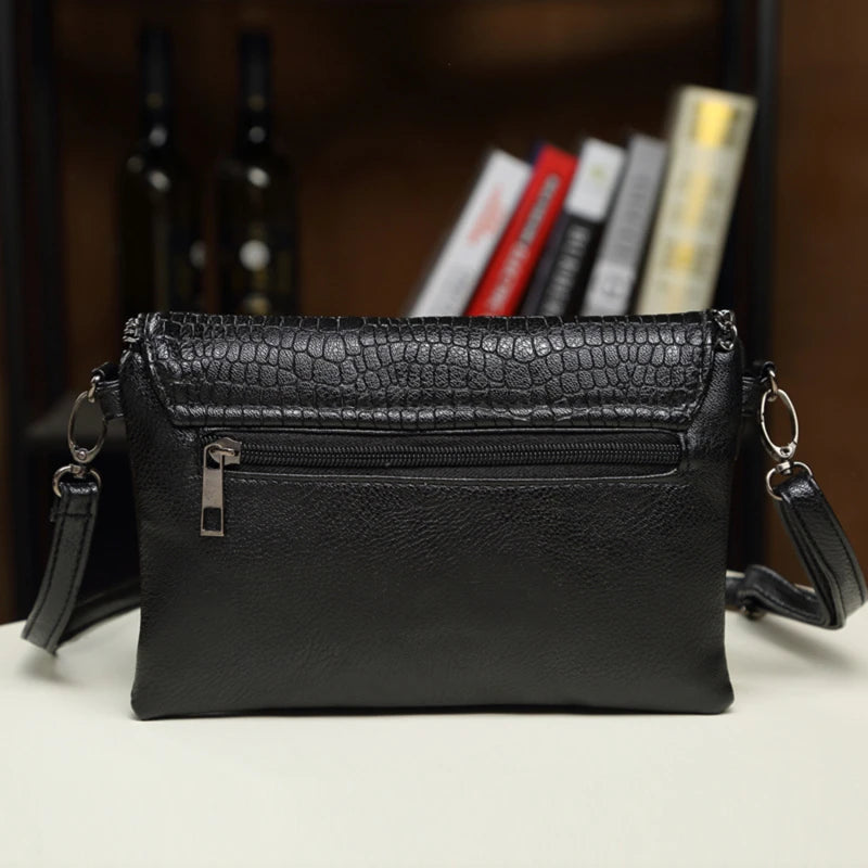 Women Black Handbags  PU Messenger  Shoulder Bag  Casual Style