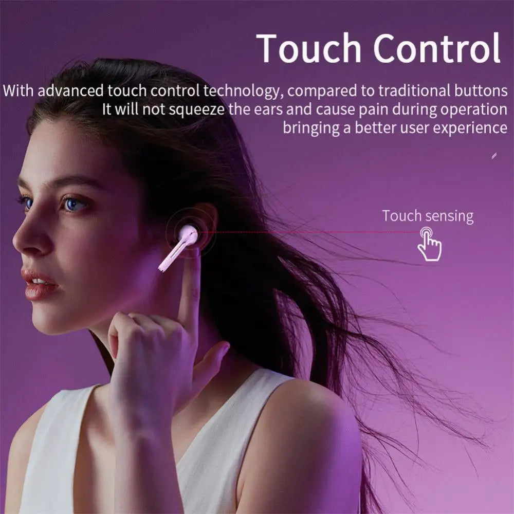 Xiaomi J18 Wireless Bluetooth Earphones with Noise Canceling, Touch Control, and 300mAh Battery, compatible with all phones.