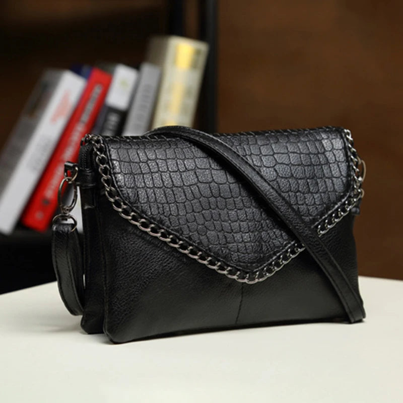 Women Black Handbags  PU Messenger  Shoulder Bag  Casual Style