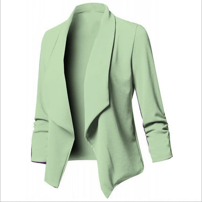 Women  Oversized Blazer S-5XL  Notched Long Sleeve Pleated Slim Cardigan