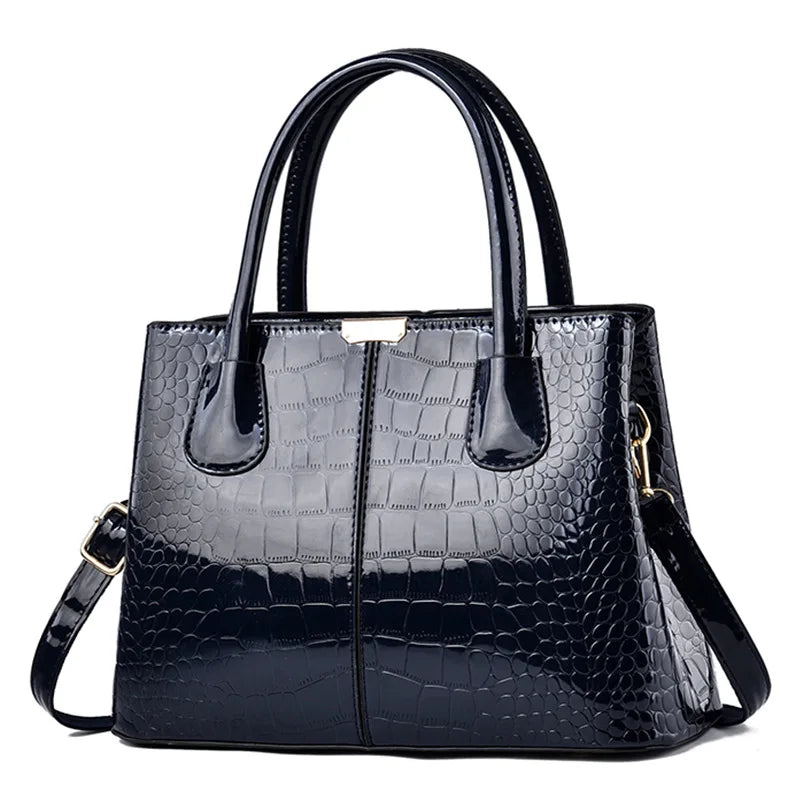 Ladies PU Leather Patent Leather Shoulder Crossbody Bag ,Women Fashion Large Capacity Tote Shape