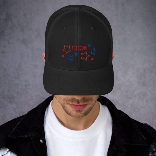 Adult Trucker Cap in Black “Freedom” - Pearl Of Faith Clothing Store Limited