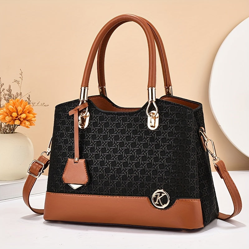 Women's Elegant Fashion  Handbag Tote With Multi-Layer Pockets, Faux Leather, Ideal For Work, Commuting