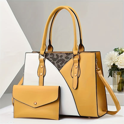 Women's 2pcs/set Versatile Large Capacity  Handbag With Clutch Bag