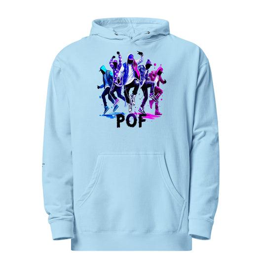 Unisex midweight POF Pullover Hoodie Black, Purple , White , Blue